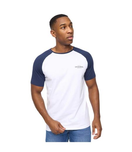 T-shirt meza homme blanc / bleu marine Crosshatch
