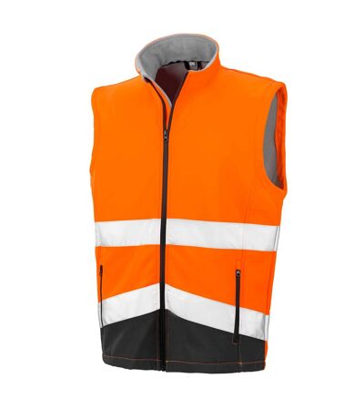 SAFE-GUARD by Result Unisex Adult Softshell Safety Vest (Fluorescent Orange/Black)