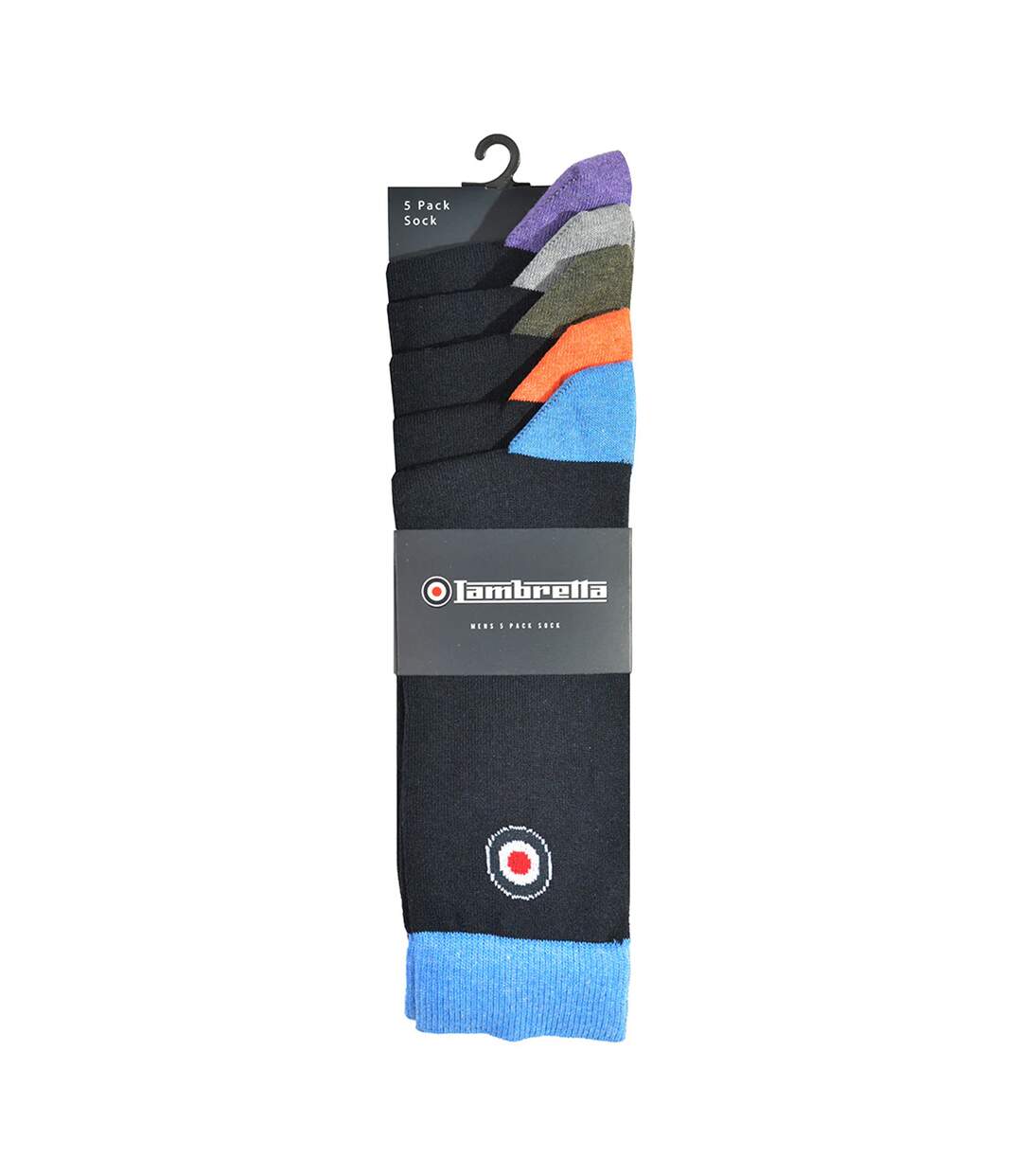 Pack Of 5  Mens Contrast Socks  Navy Multicoloured Lambretta-2