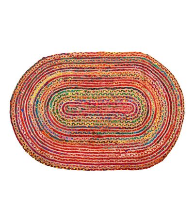 Tapis ovale coloré en jute et coton India 180 x 120 cm