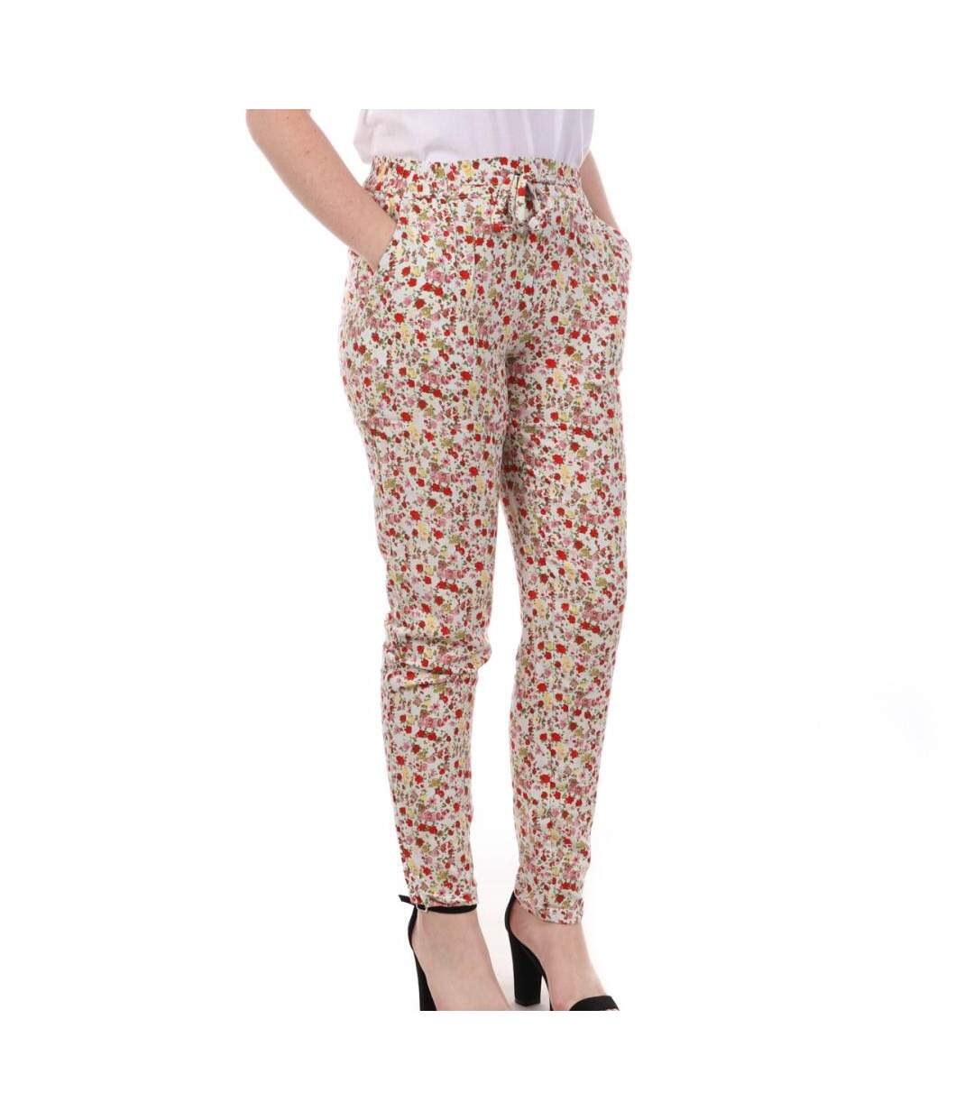 Pantalon blanc imprimé floral femme vero moda easy - s-1