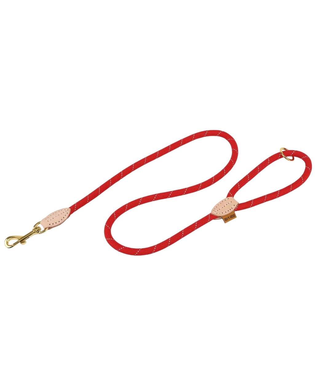 Reflective leather dog lead one size scarlet Digby & Fox-1