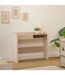 Console effet bois 1 tiroir ROUNDY - Beige-2