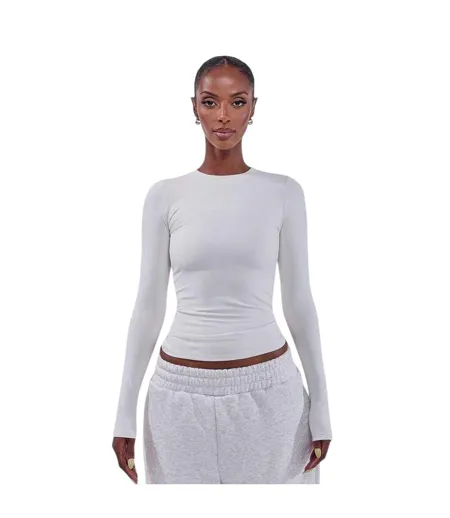 Womens/ladies Sculpt Long-sleeved T-shirt Stone Mars