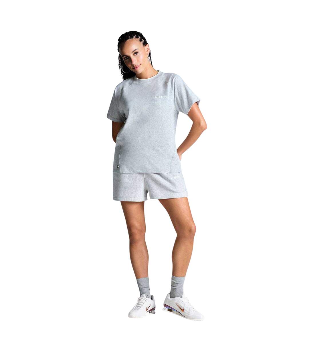 Womens/ladies T-shirt Light Grey Marl Off White Miss Kick-1