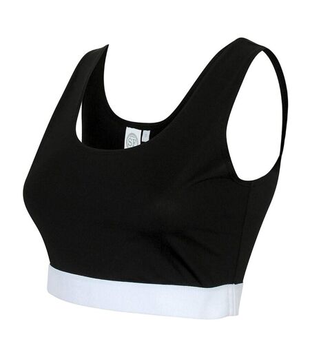 Skinni Fit Womens/Ladies Fashion Crop Top (Black/White)