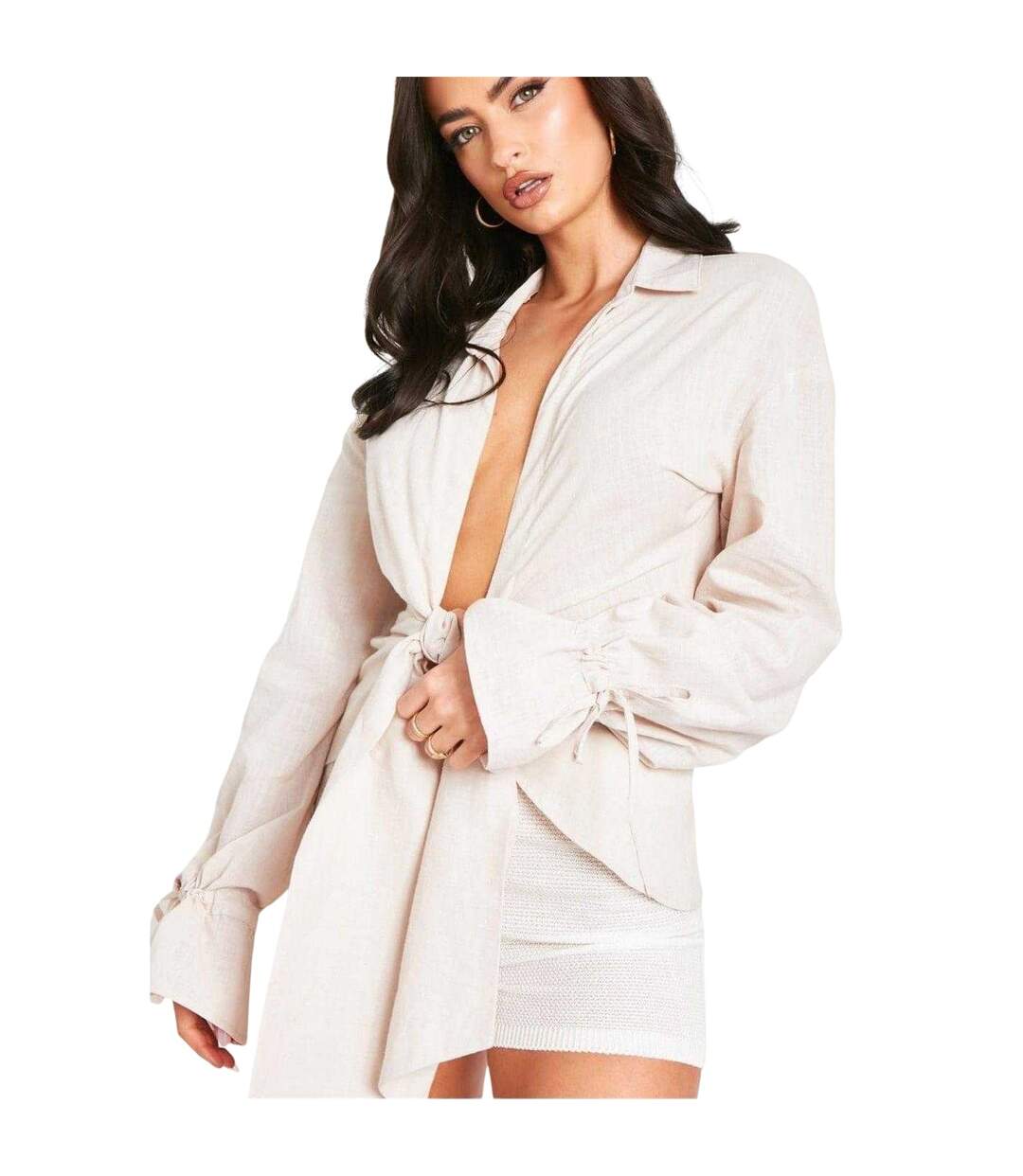 Chemise Femme Beige Missy Empire-4