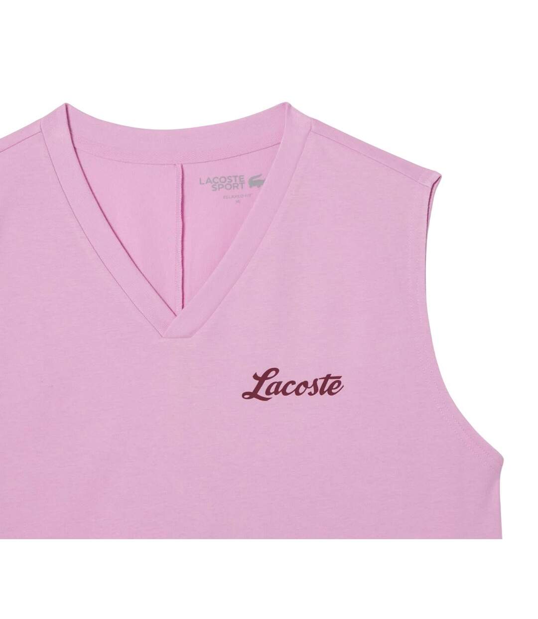 Womens/ladies Cotton Ultra Dry Sports Crop Top Pink Lacoste-3
