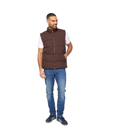 Mens Stanten Puffer Gilet Dark Brown Bewley & Ritch