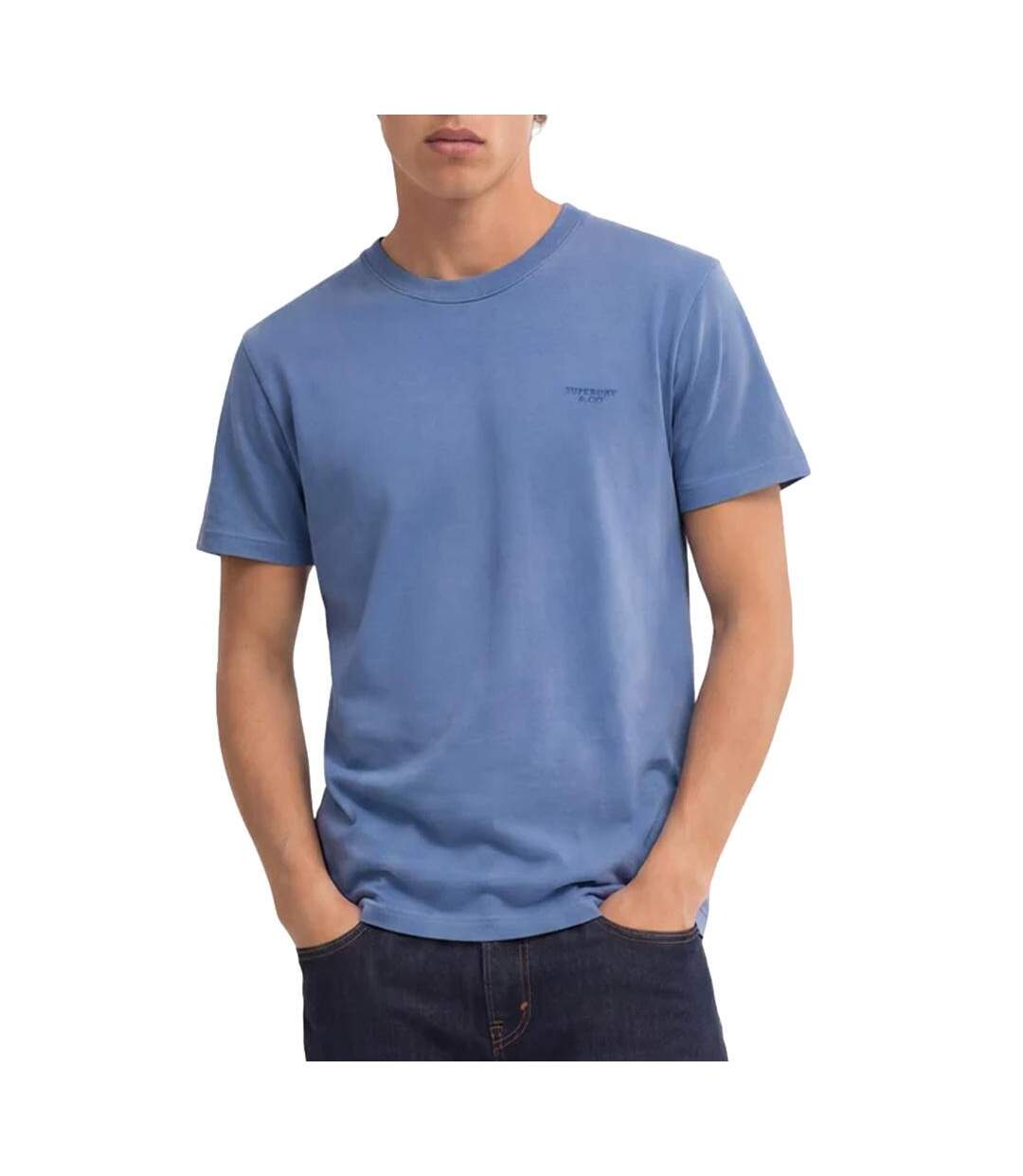 T-Shirt bleu clair homme superdry essential-1