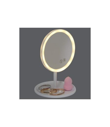 Miroir Lumineux Led Sans Fil Enceinte 26cm Blanc