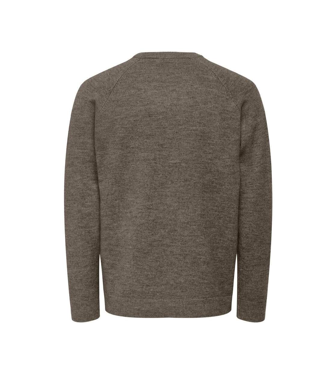 Pull marron chiné homme only & sons thomas-2