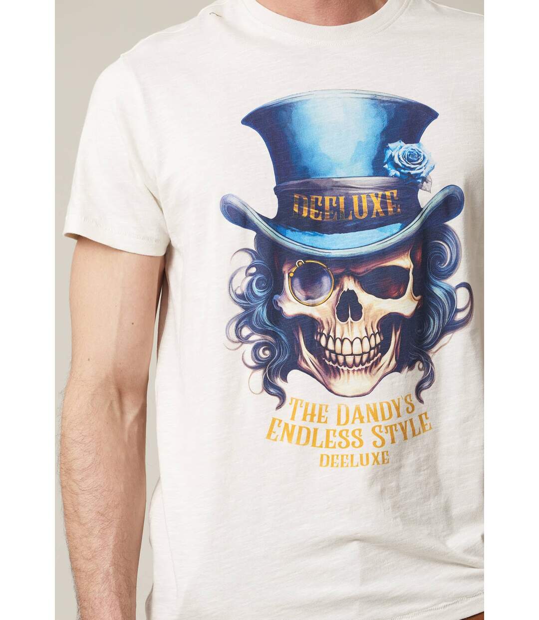 tshirt col rond avec tête de mort avec chapeau haut-de-forme DANDY