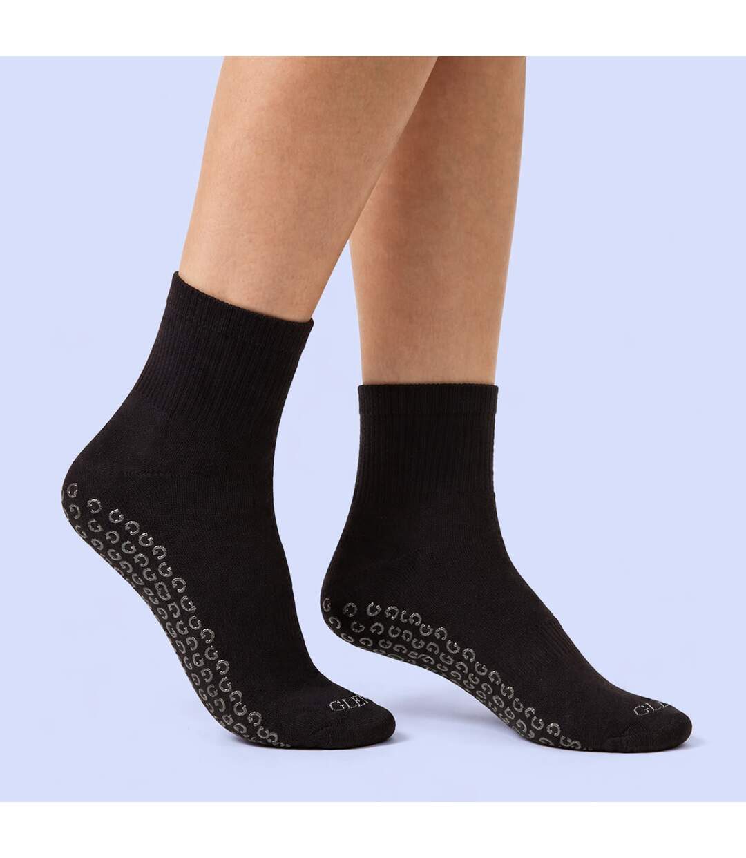 Glenmuir - Lot de 2 Chaussettes Femme Yoga Grip Mi-Hautes Coton-4
