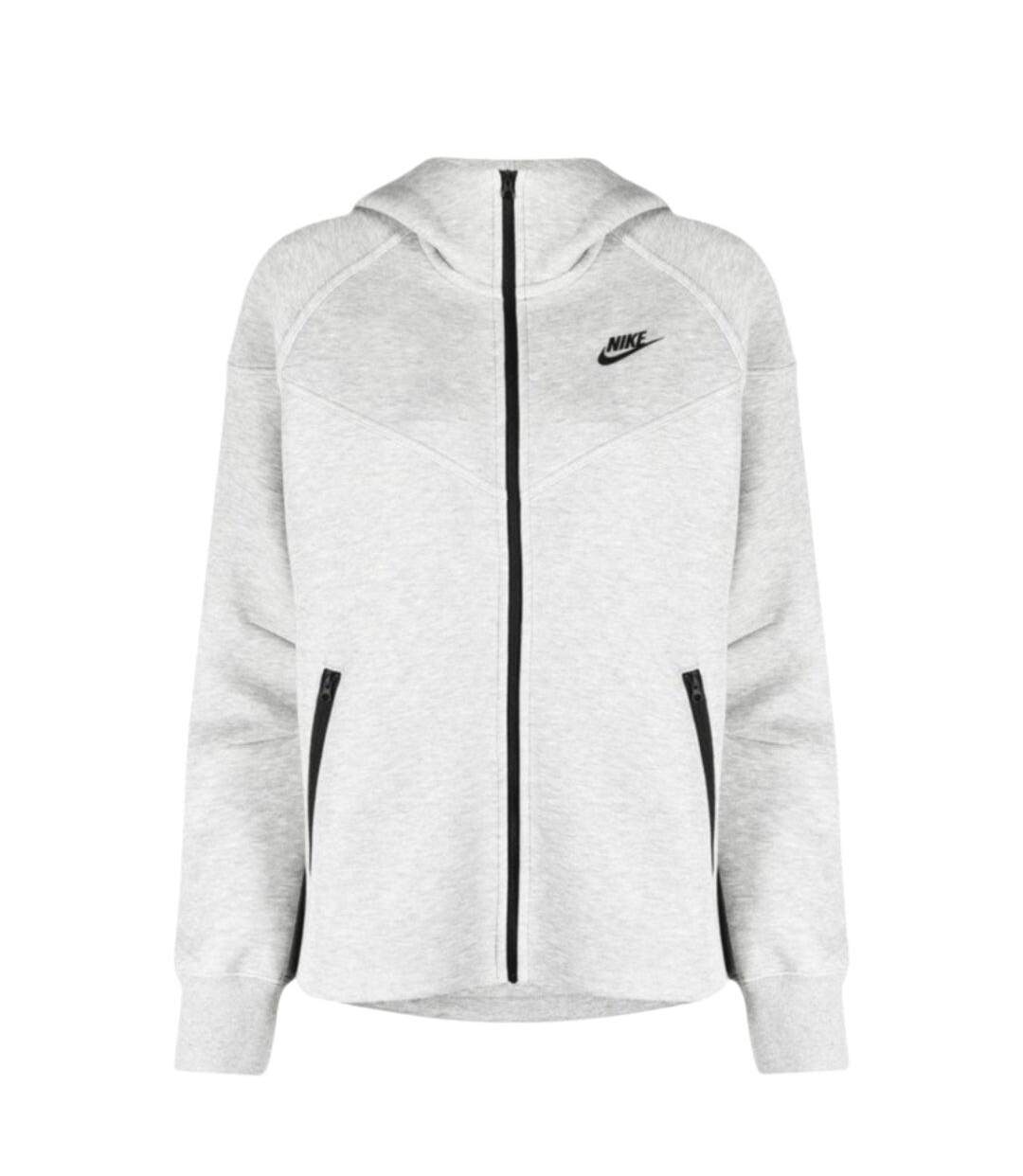 Womens/ladies Plain Full Zip Hoodie Grey Nike-1