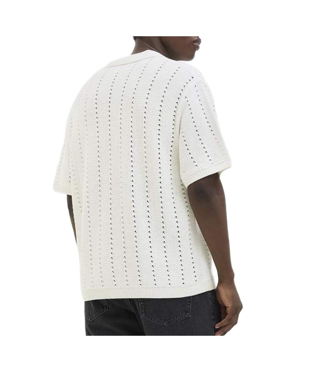 Polo blanc homme jack & jones paros knit-2