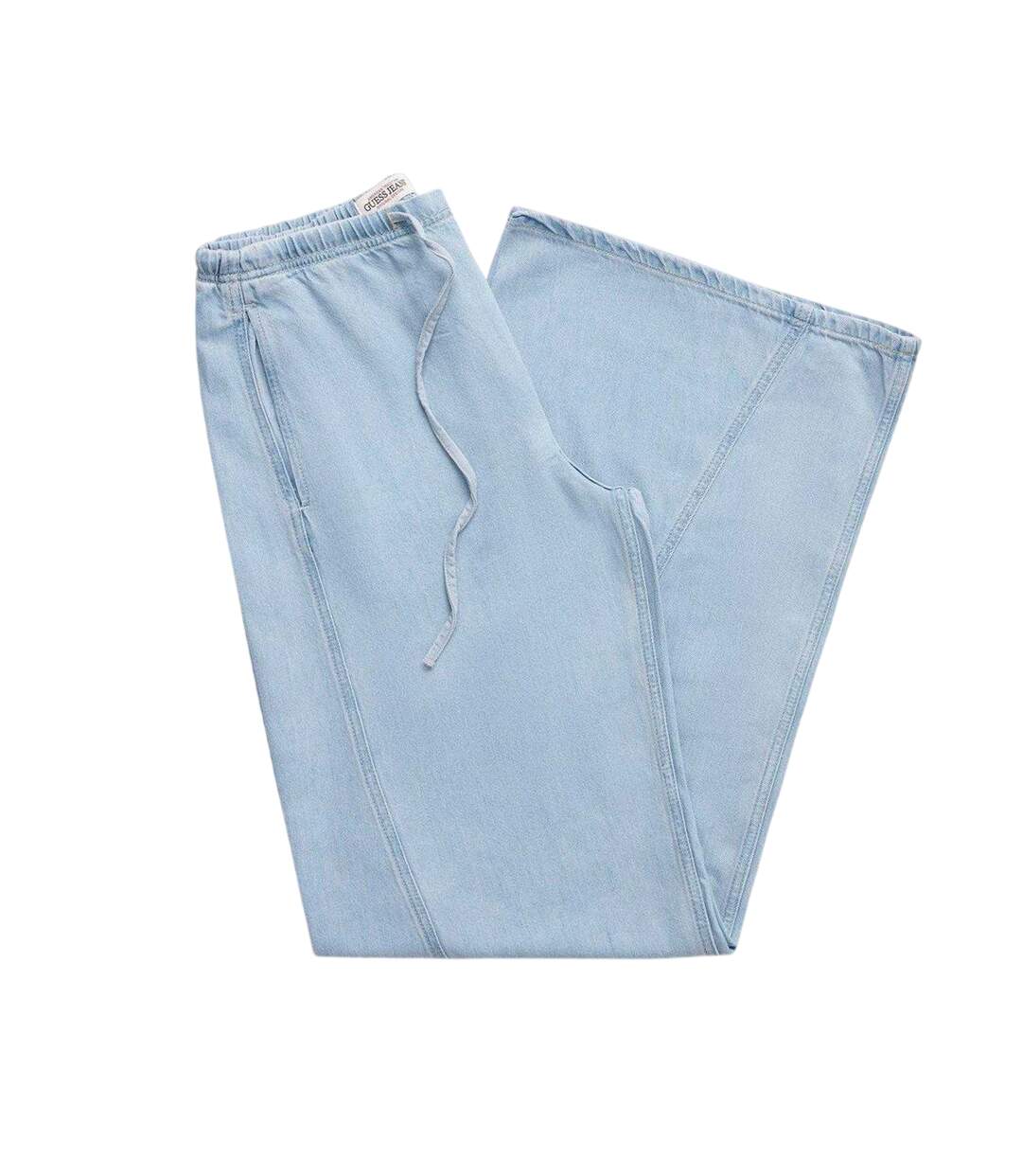 Womens/ladies Denim Wide Leg Joggers Blue Guess-3