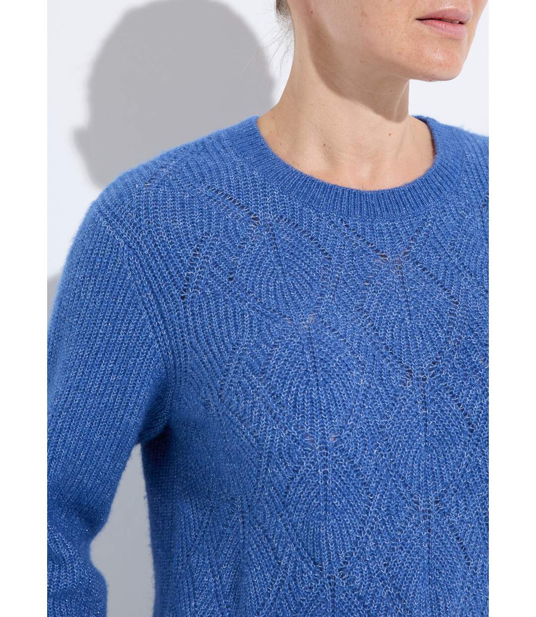 Pull doux maille ajourée fibres recyclées et laine-4