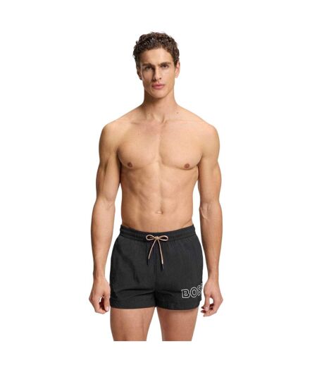 Short De Bain Motif/style Contour Du Logo Mooneye Homme Noir Boss
