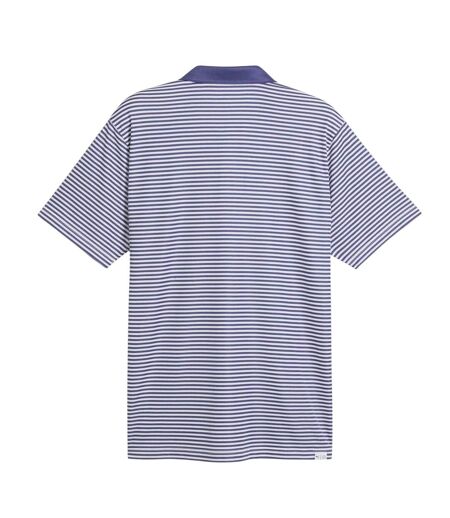 Mens Pure 2.0 Striped Performance Polo Shirt Blue Navy Puma