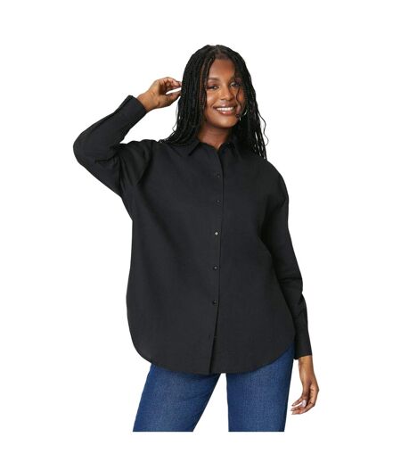 Womens/ladies collared long-sleeved shirt black Dorothy Perkins