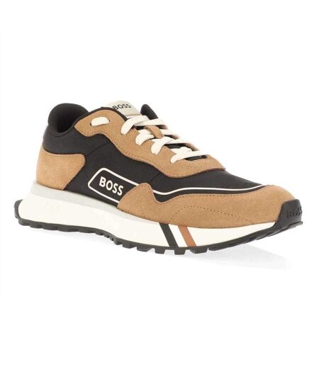 Mens Jonah Run Suede Trainers Brown Boss