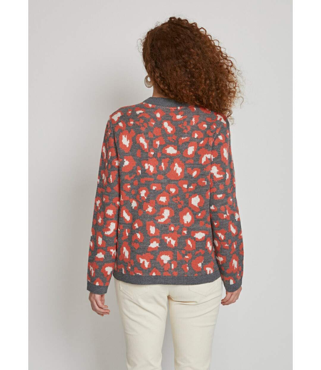 Gilet court boutonné jacquard léopard-2
