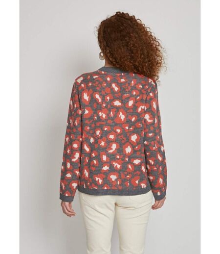 Gilet court boutonné jacquard léopard