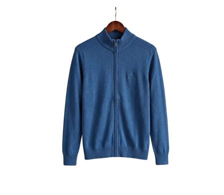 Cardigan Zippé Homme Bleu Winchester 100% Coton Doux & Confortable