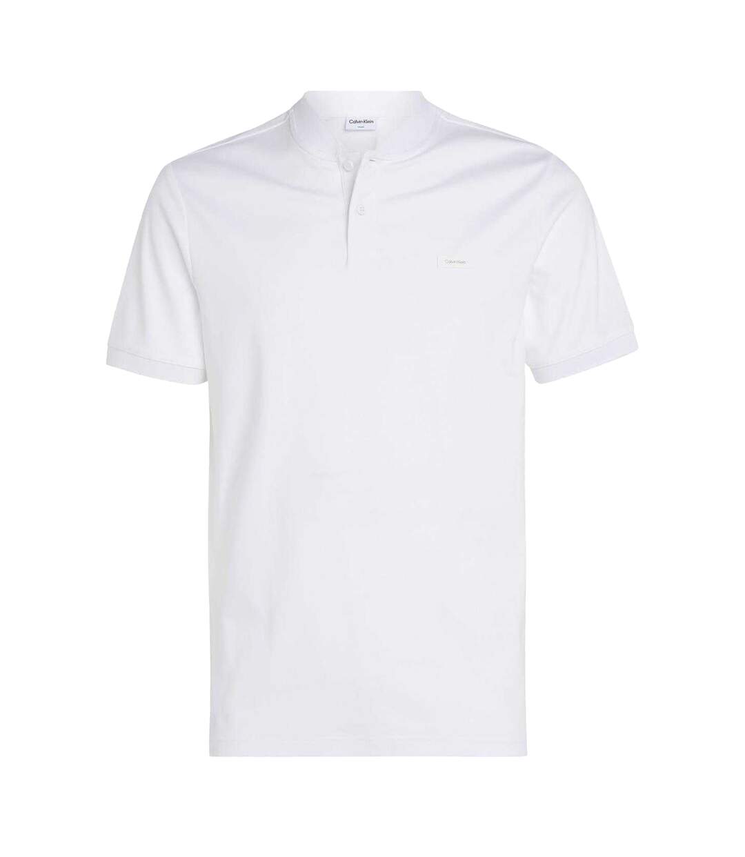 Mens Cotton Standing Collar Polo Shirt White Calvin Klein-1