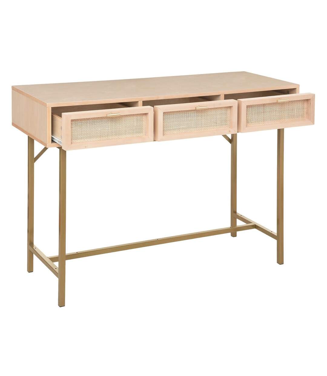 Console 3 tiroirs en cannage RAYO - Beige-3