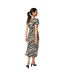 Womens/ladies Zebra Print Jersey Front Tie Midi Dress White Black Biba-3