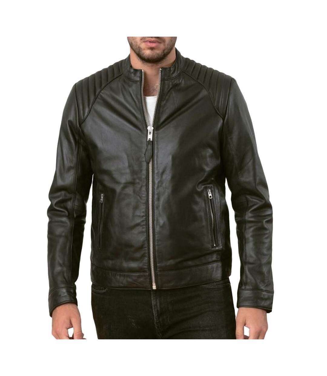 Blouson cuir noir homme schott biker leather-1