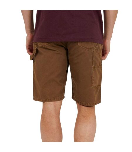 Mens Woven Carpenter Loose Fit Casual Shorts Brown Brave Soul
