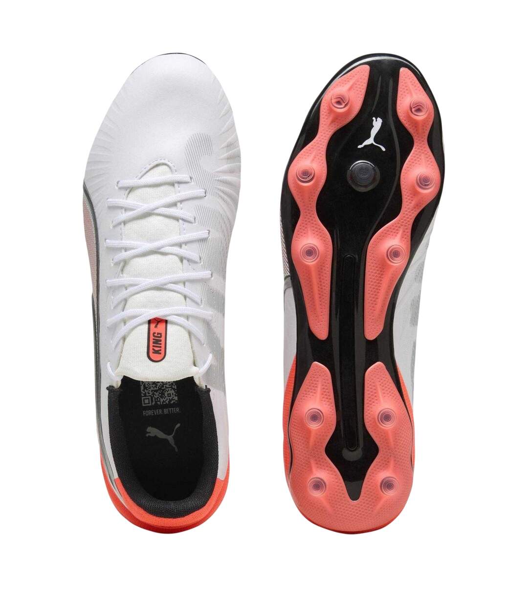 Mens King Match Firm Ground Football Boots White Red Puma-3