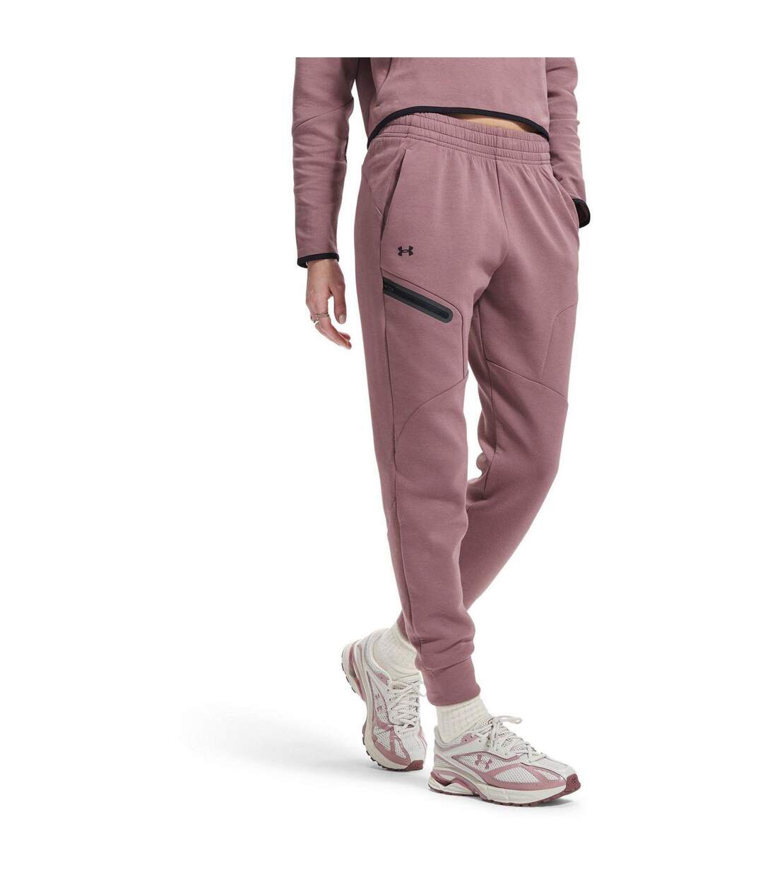 Womens/ladies Unstoppable Fleece Athletic Joggers Brown Under Armour-1