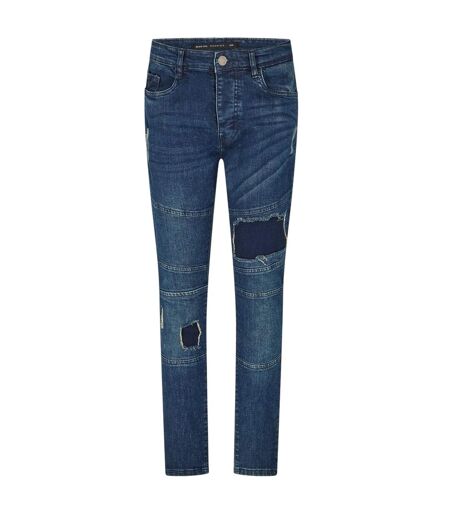 Jean Motif/style Motard Homme Bleu Foncé Brave Soul
