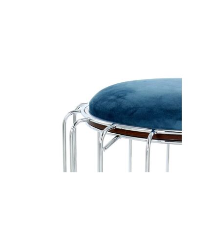 Paris Prix - Pouf & Table D'appoint comfortable 50cm Bleu Pétrole & Argent