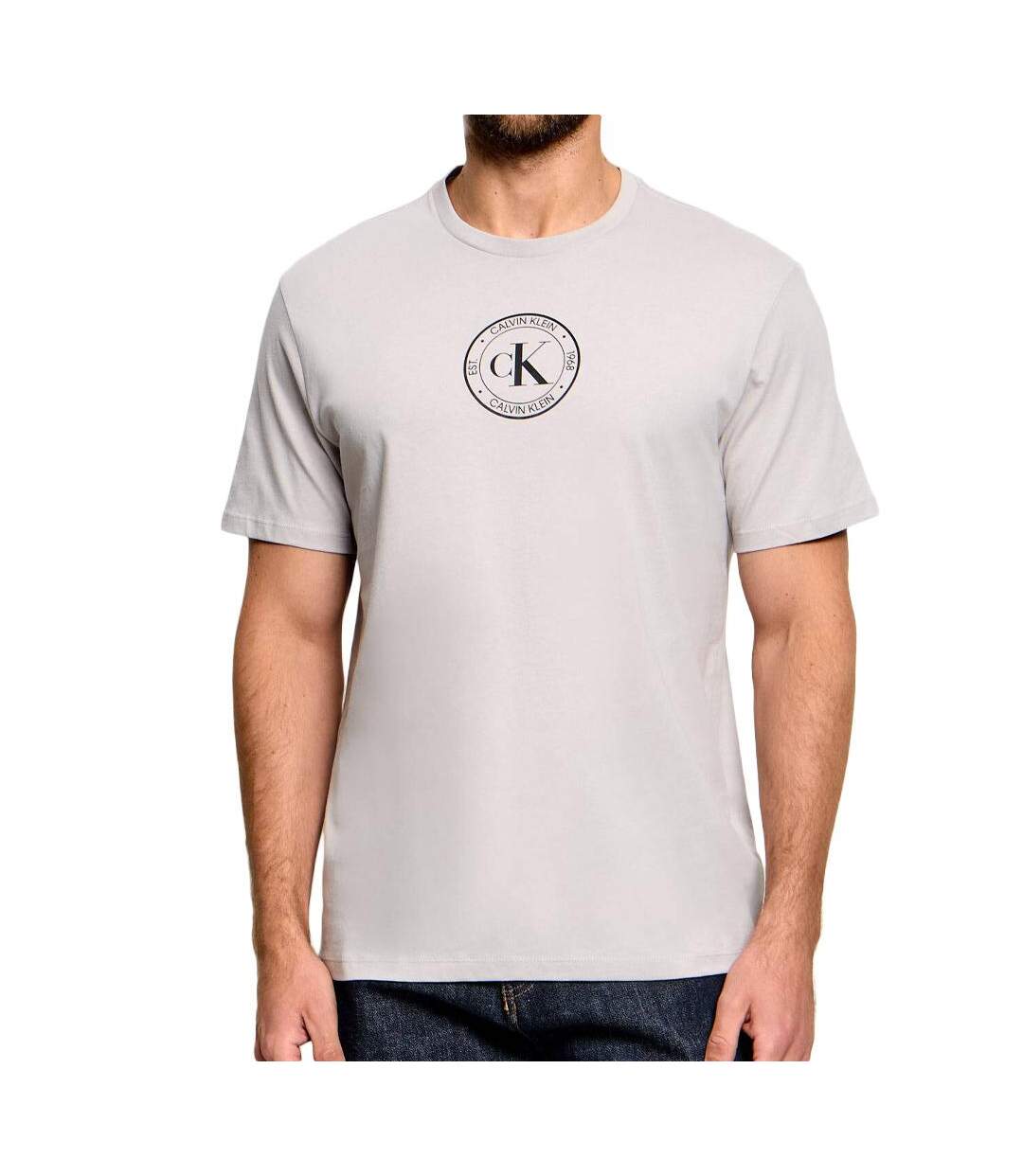 T-Shirt taupe homme calvin klein jeans ss 30s eu crest-1