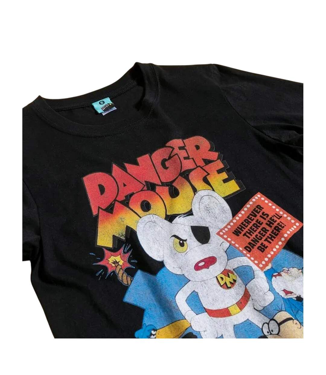 T-shirt Motif/style Rétro Adulte Noir Charbon Danger Mouse-3