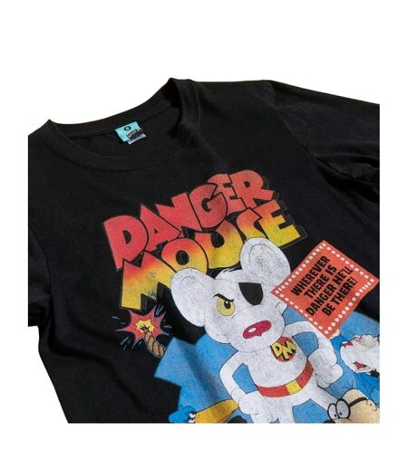 T-shirt Motif/style Rétro Adulte Noir Charbon Danger Mouse