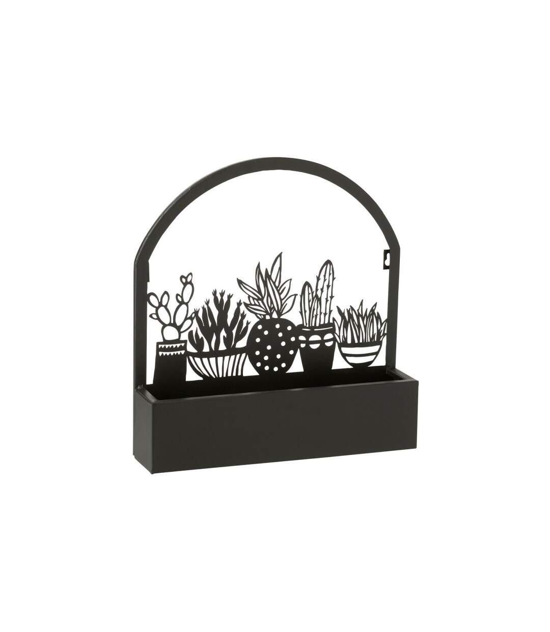 Jardinière Murale en Métal Cactus 39cm Noir-1