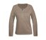 MAYFLOWER NINON3 : Tee-shirt manches longues taupe en coton flammé avec patte boutonnée-5