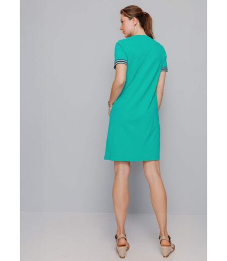 Robe zippée maille polo, détails rayés