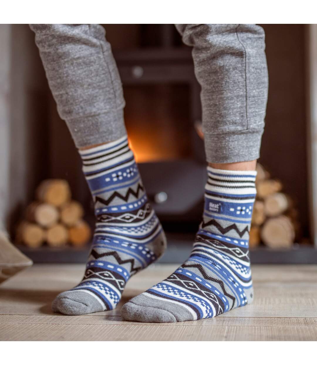2 Pairs Mens Thermal Slipper Socks 2.6 TOG Non Slip Double Layer Warm Socks-7