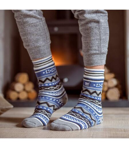 2 Pairs Mens Thermal Slipper Socks 2.6 TOG Non Slip Double Layer Warm Socks