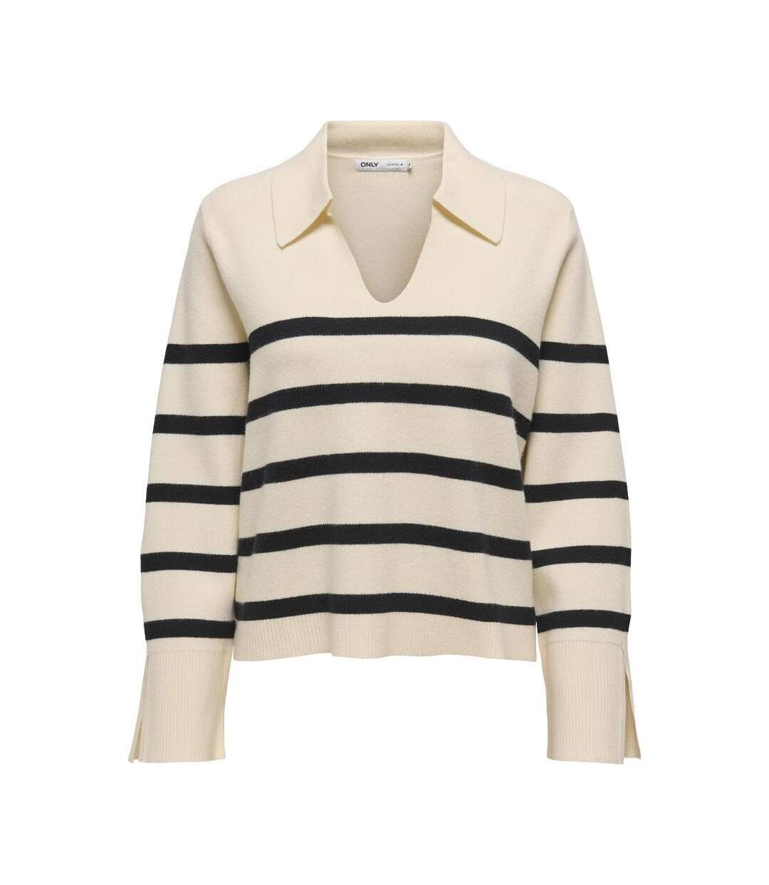Pull ecru/noir femme only monica-1
