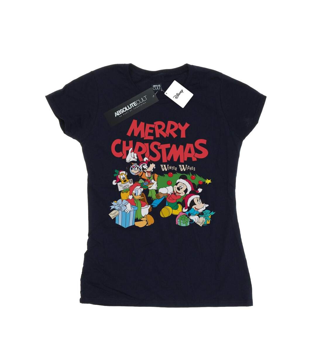 Disney T-shirt en coton Femmes/Ladies Mickey And Friends Winter Wishes (Bleu marine) - UTBI32825-1