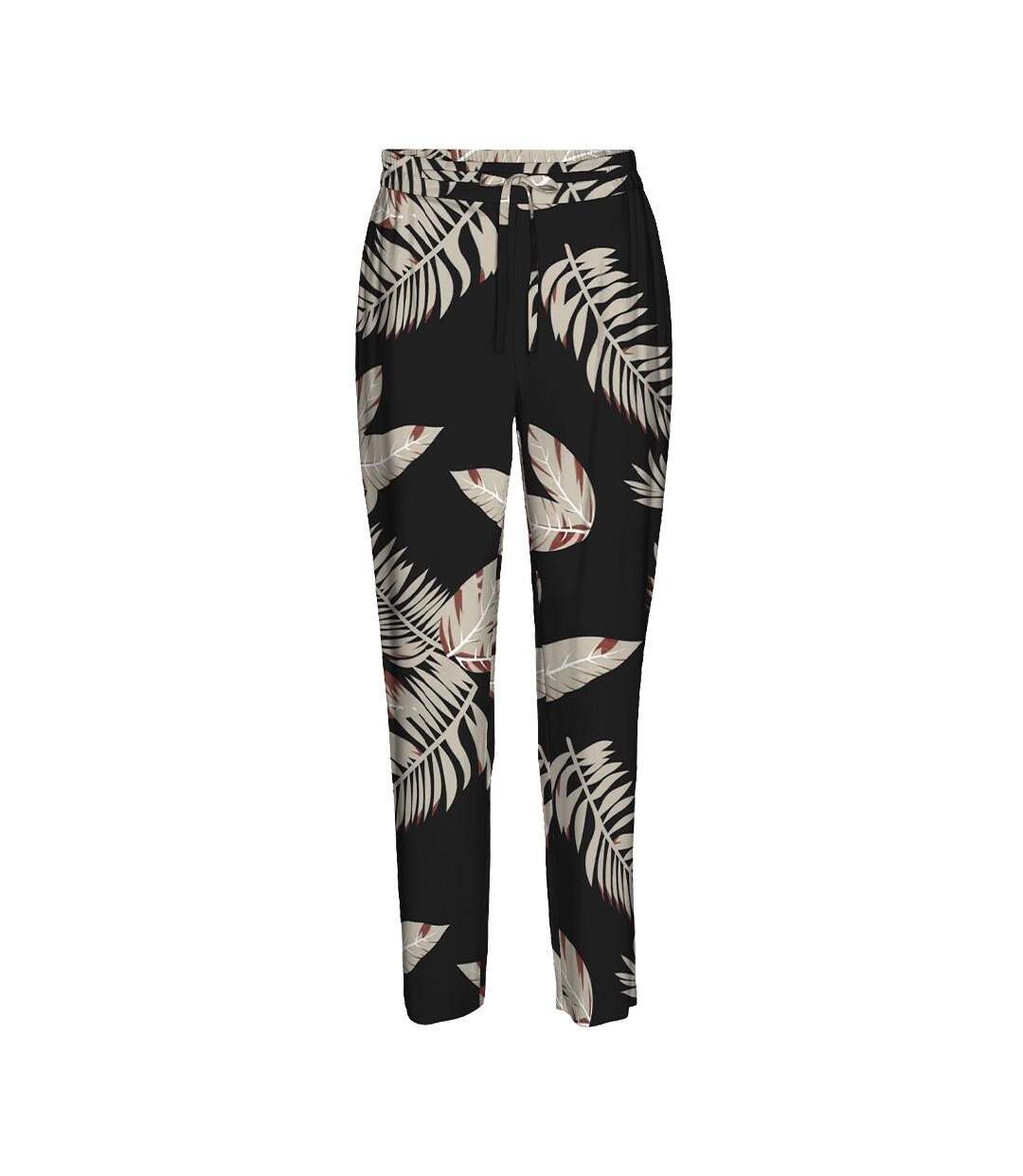 Pantalon fluide noir/beige femme vero moda joy - l-3