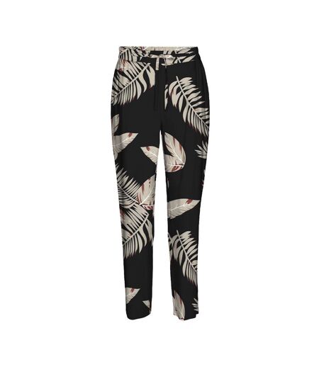 Pantalon fluide noir/beige femme vero moda joy - l